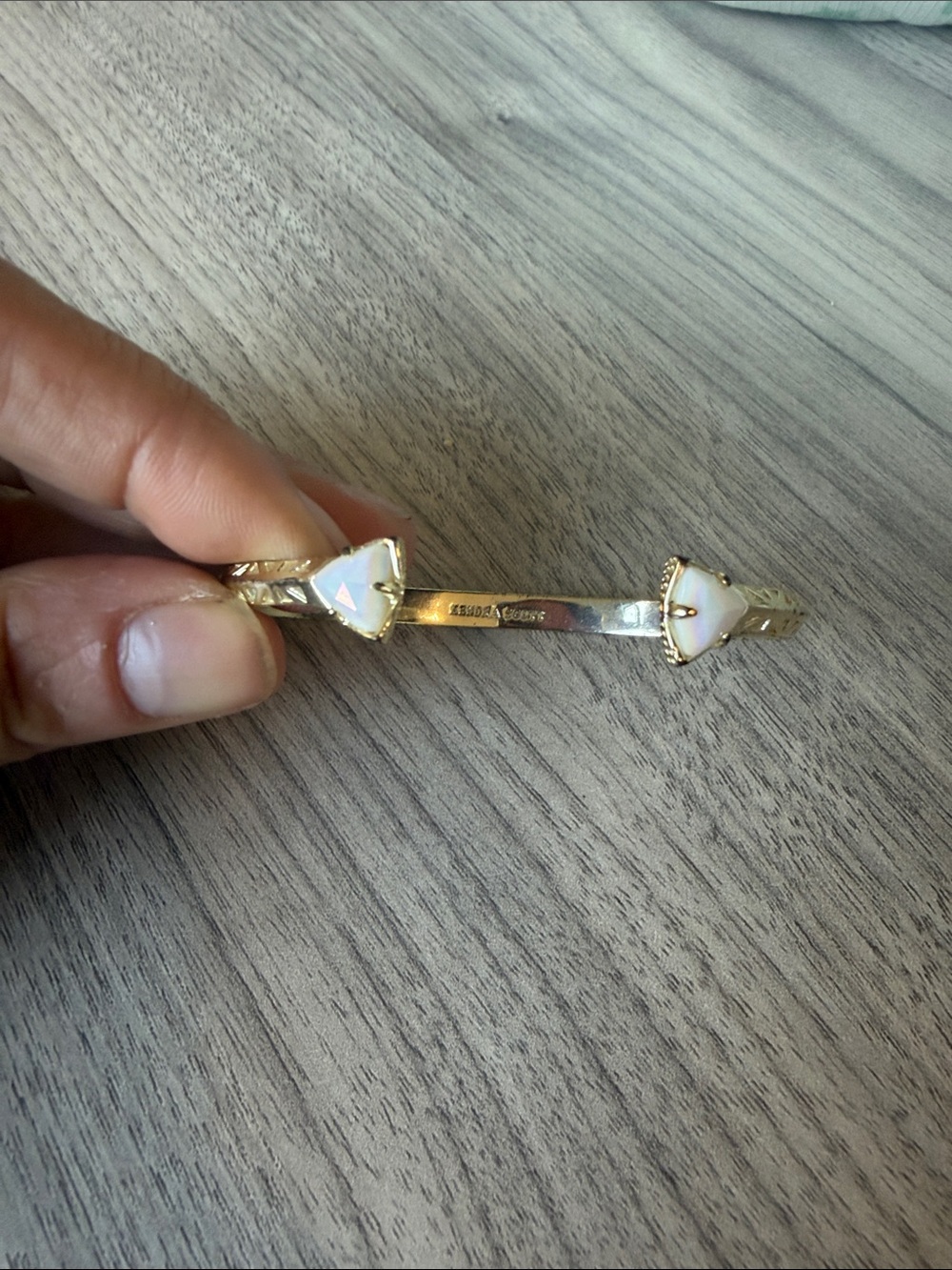 Kendra Scott Gold Cuff with White Opal Triangle Stones